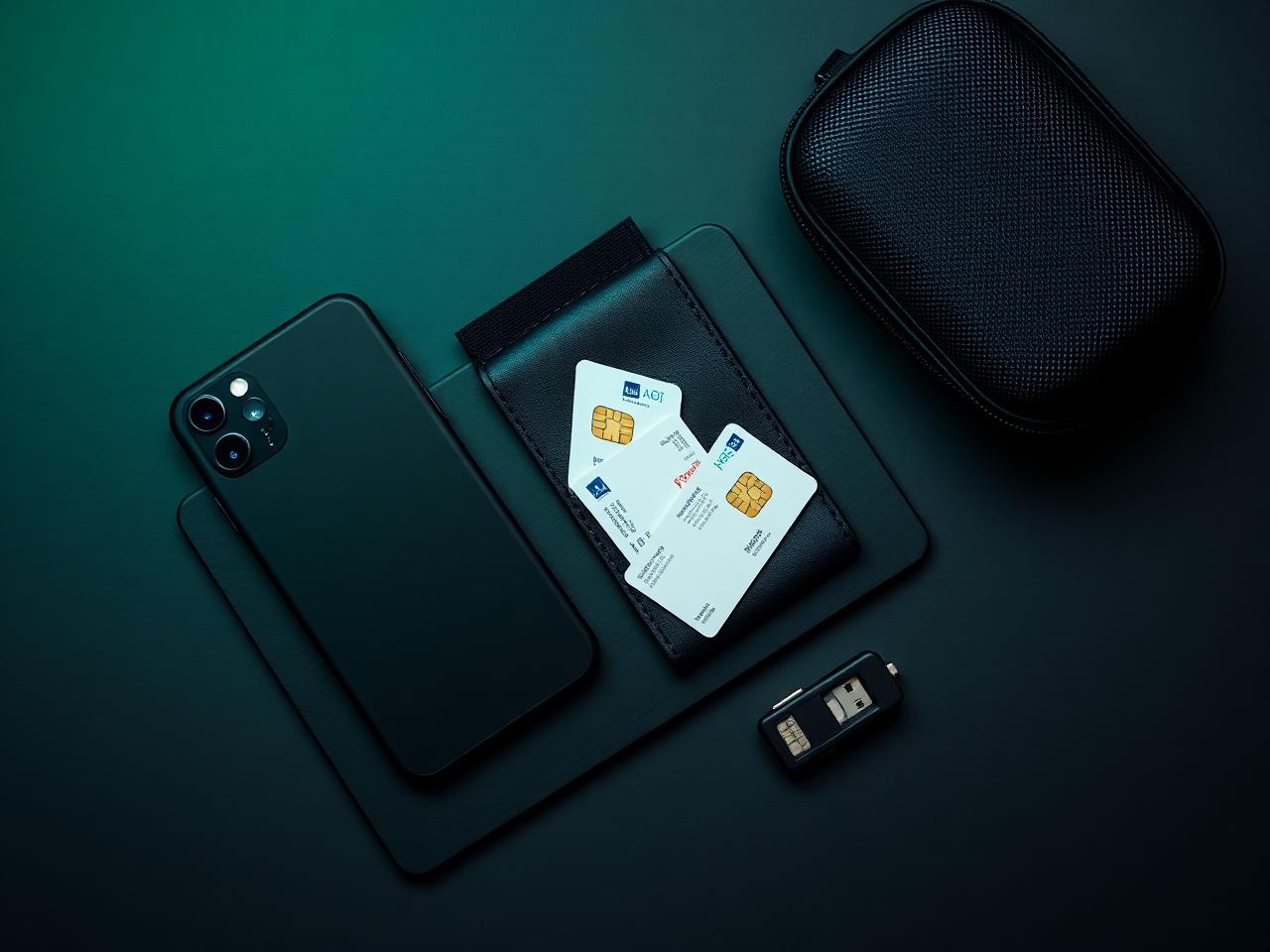 ShieldPhone privacy kit with SIMs, faraday pouch and security key